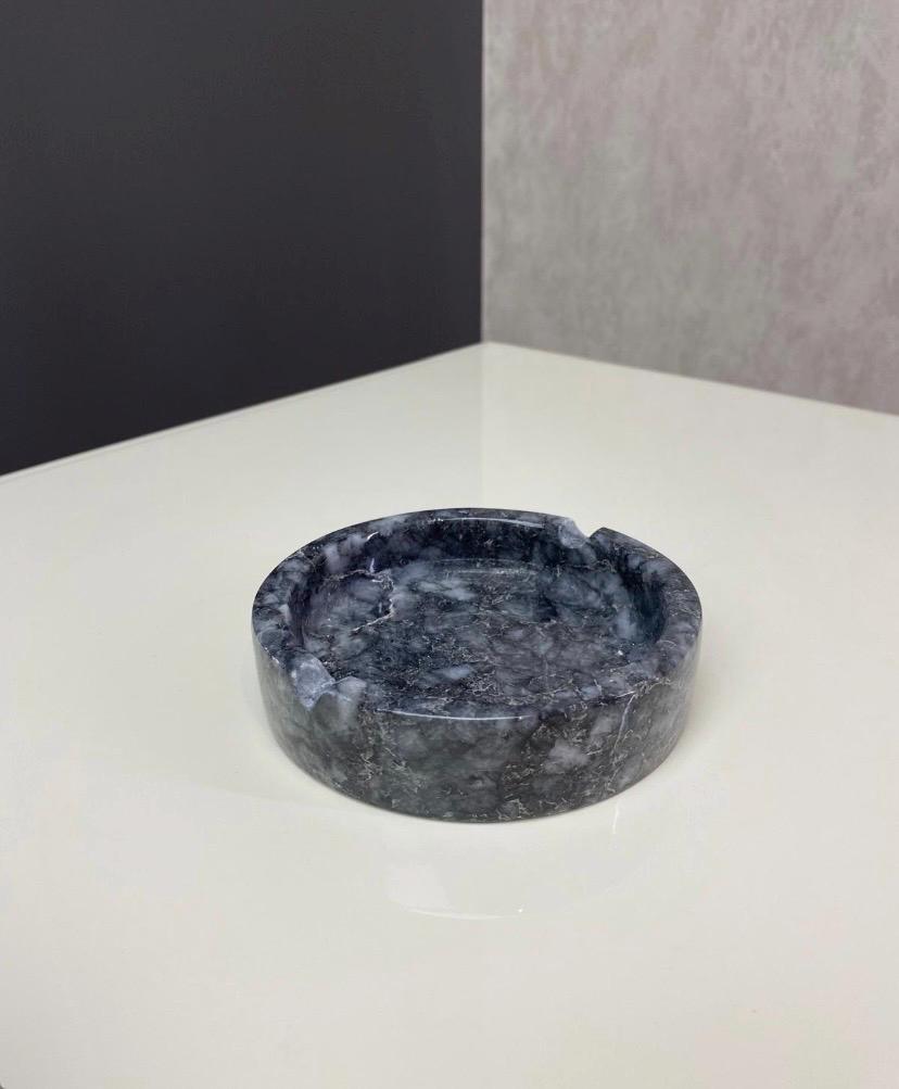 Handmade Round Marble Ashtray – Natural Stone Cigarette Holder – Gray Marble accessories 3