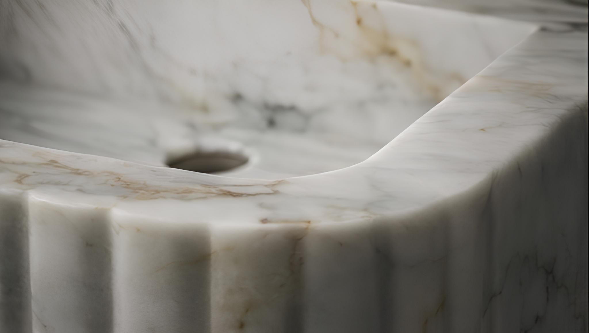 Calacatta Gold Rectangular Marble Bathroom Sink, Custom Size 3