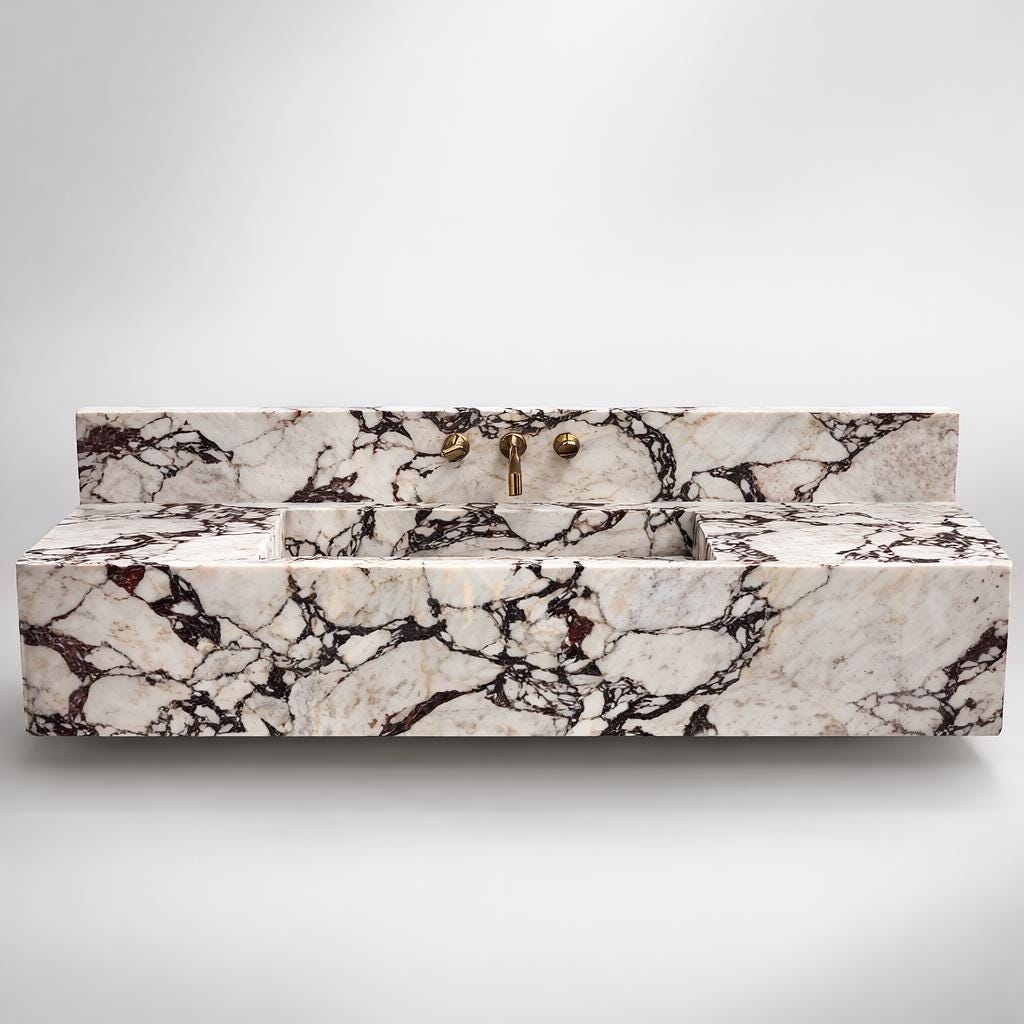 Custom Calacatta Viola Marble Sink 1400mm – Handmade Luxury Bathroom Vanity 2