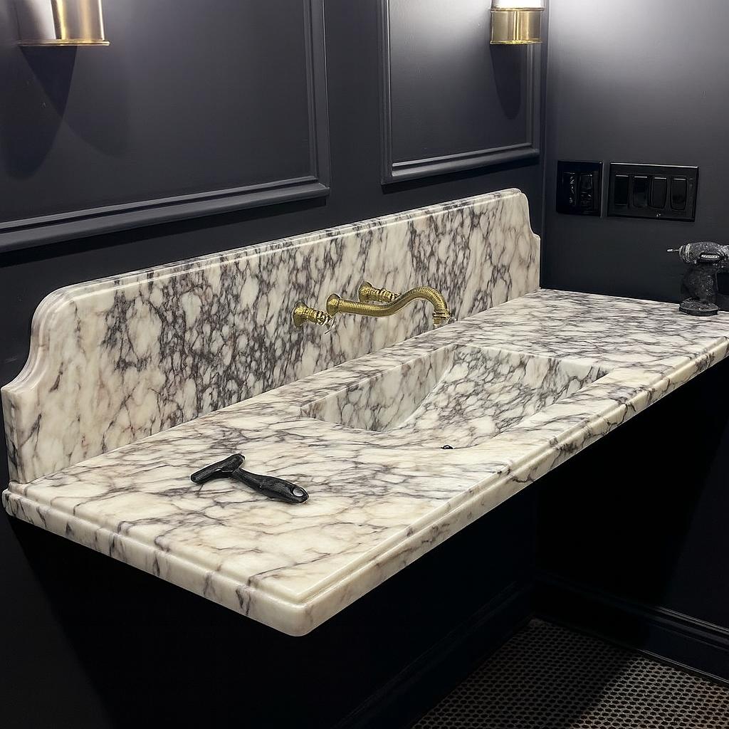 Handmade Marble Bathroom Sink: Custom Natural Stone - Color & Size Options 2