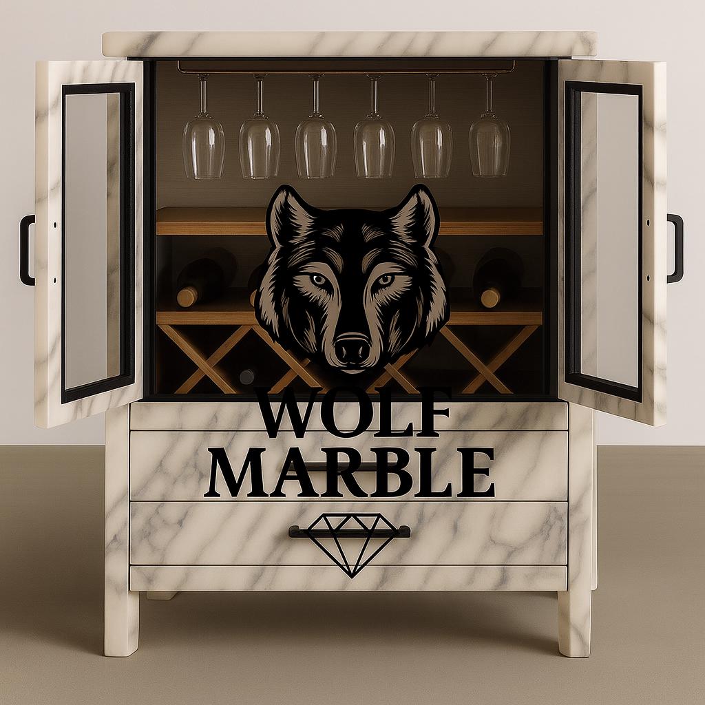 Handmade Marble Wine Cabinet: Luxury Afyon White Marble Bar