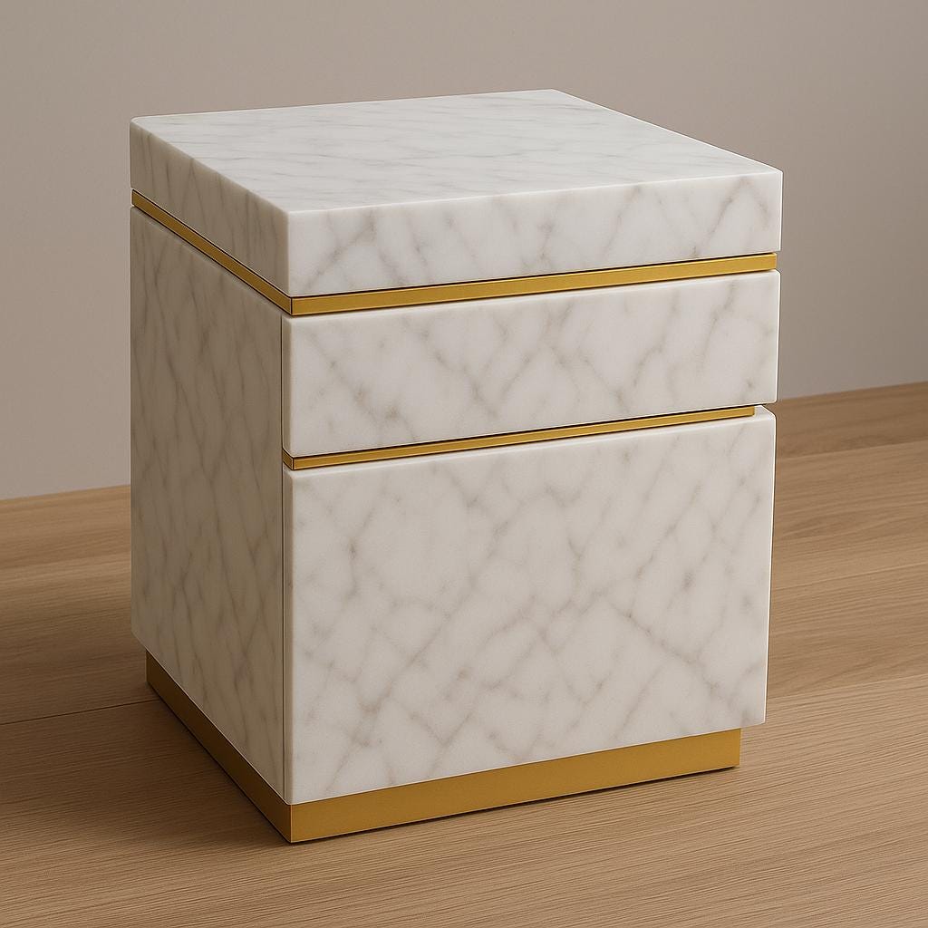 Luxury Smart Marble Nightstand – Calacatta Gold | RFID Card Lock | Hidden LED Compartment 4