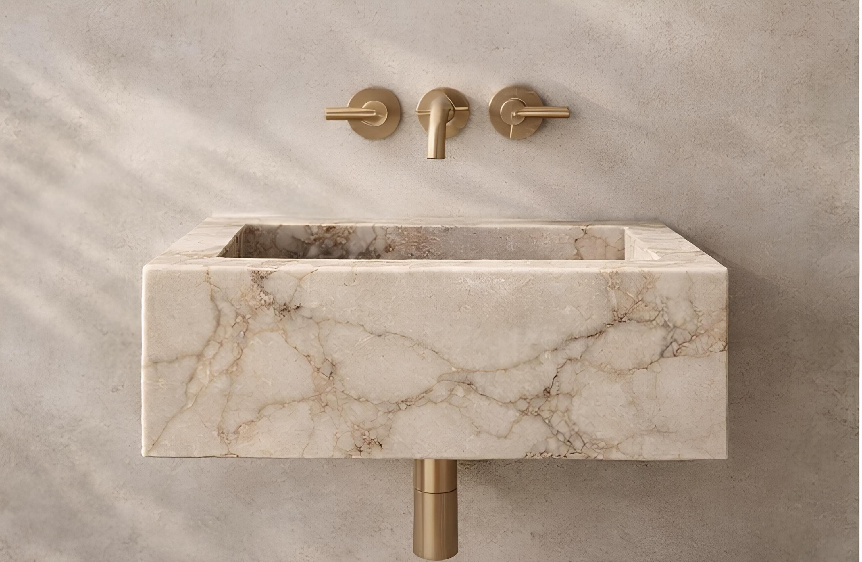 Afyon Sugar Marble  Wall Sink – Sculpted Marble Bathroom Basin, Custom Size