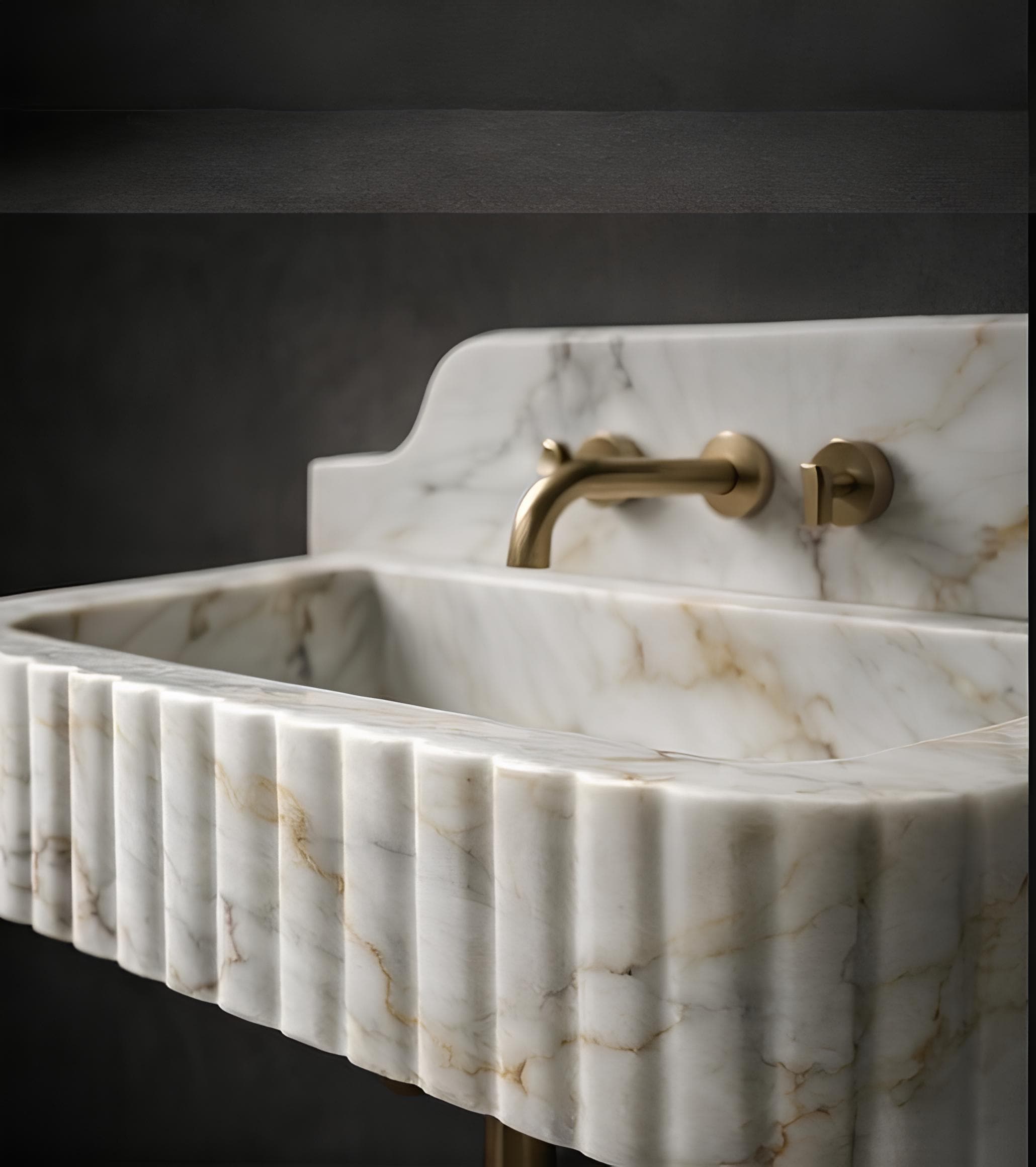 Calacatta Gold Rectangular Marble Bathroom Sink, Custom Size 5