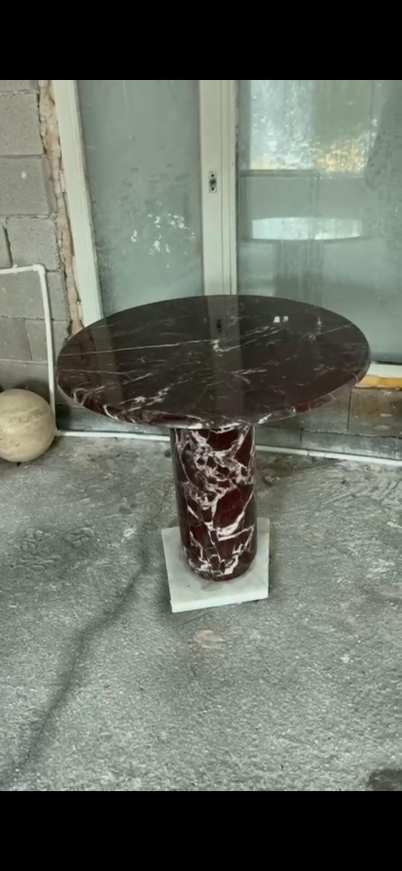Custom Red Marble Round Table – Handcrafted Natural Stone Dining / Coffee Table | Made in Turkey.