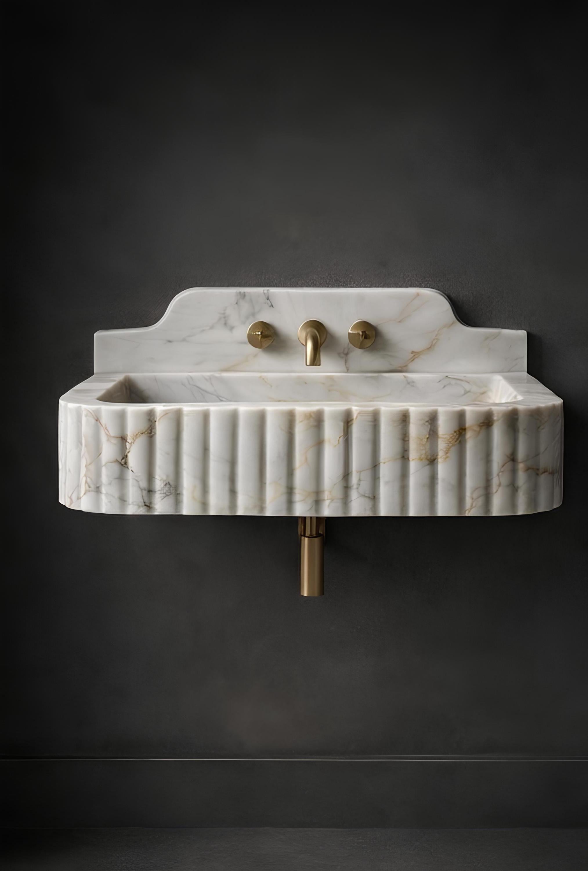 Calacatta Gold Rectangular Marble Bathroom Sink, Custom Size