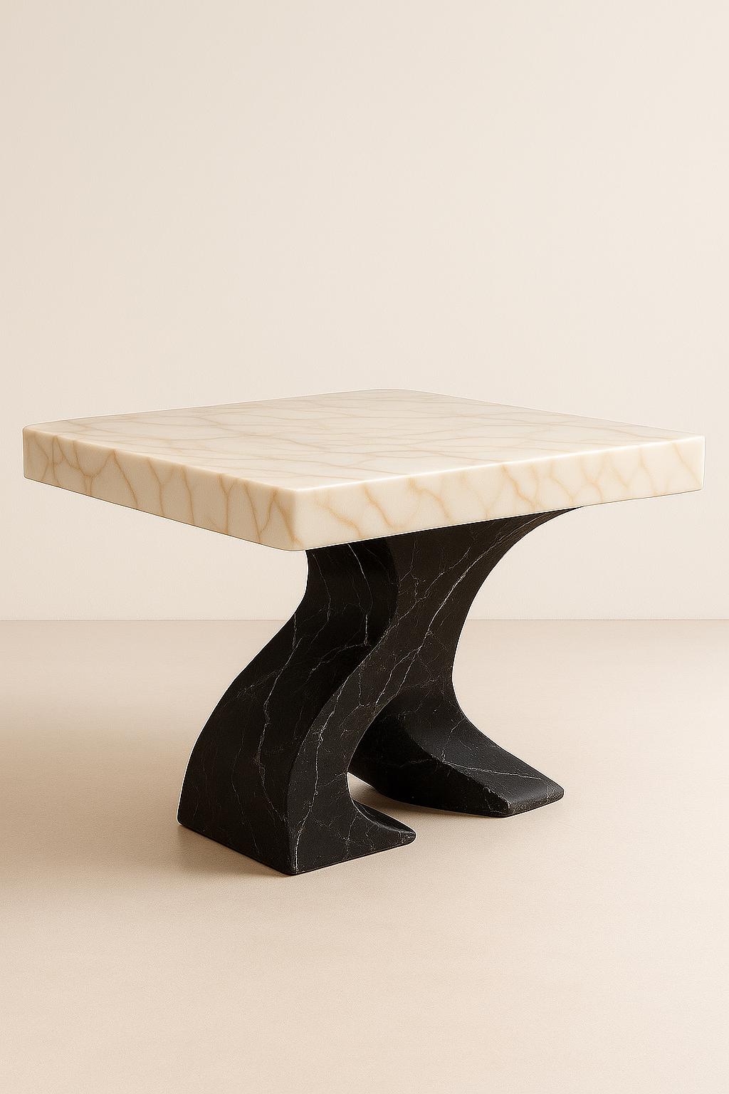 Calacatta Gold & Nero Marquina Sculptural Marble Dining Table – Luxury Handmade Modern Art Piece 2