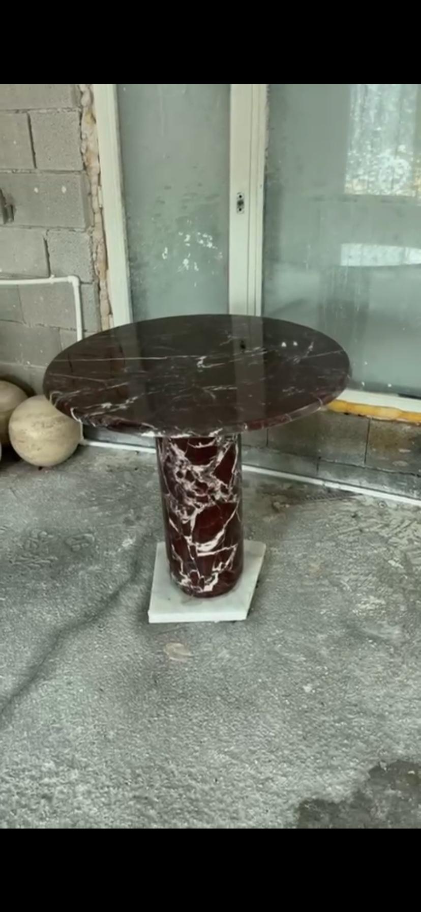 Custom Red Marble Round Table – Handcrafted Natural Stone Dining / Coffee Table | Made in Turkey. 4