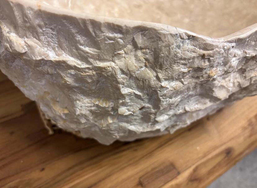 Handmade Natural Marble Sink | Raw Edge Carved Stone Basin | Unique Bathroom Art Piece 3