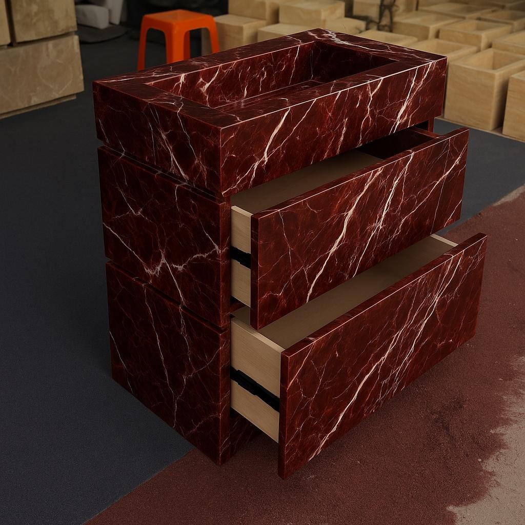 Handmade Marble Vanity with Integrated Sink – Custom Bathroom Cabinet 2