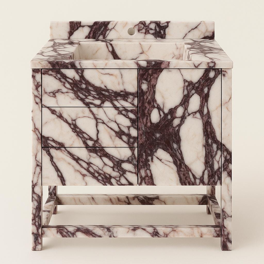 Handmade Calacatta Viola Marble Vanity – Modern Bathroom Sink Cabinet