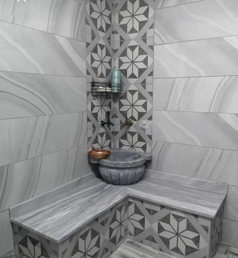 Handmade Turkish Hammam Basin from Natural Afyon Marble | Customizable Size & Color 2