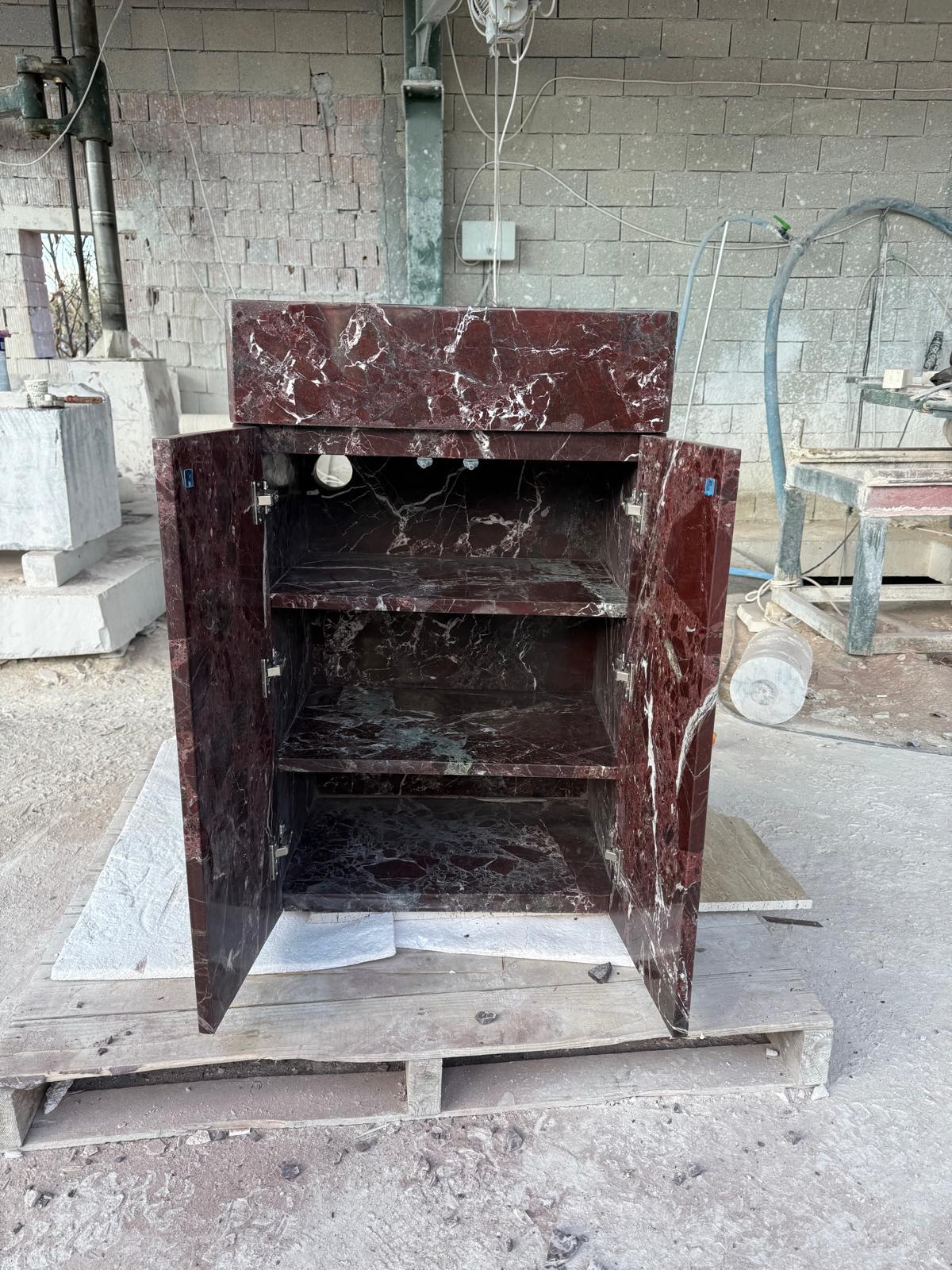 Custom Red Lepanto Marble Vanity with Left Soap Holder – 90×60×37 cm 4