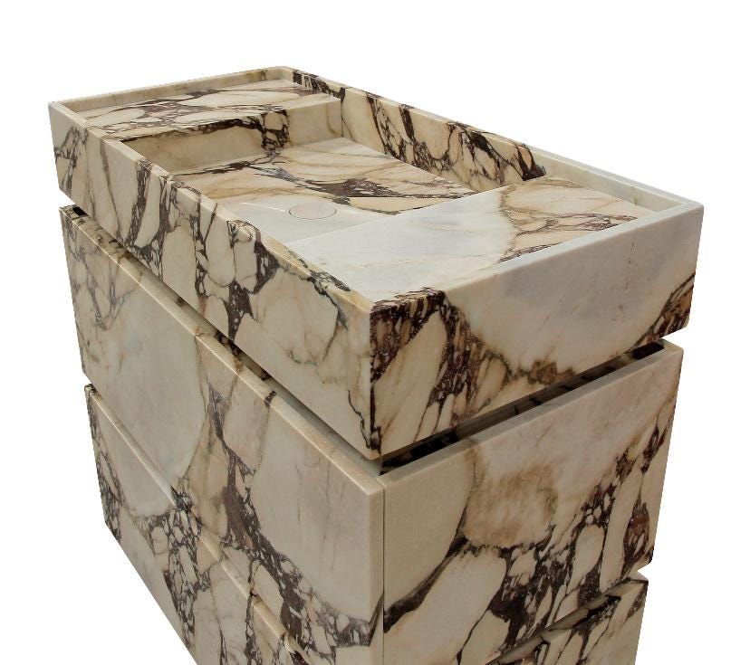 Handmade Marble Vanity Cabinet with Integrated Sink: Luxury Bathroom Furniture 4
