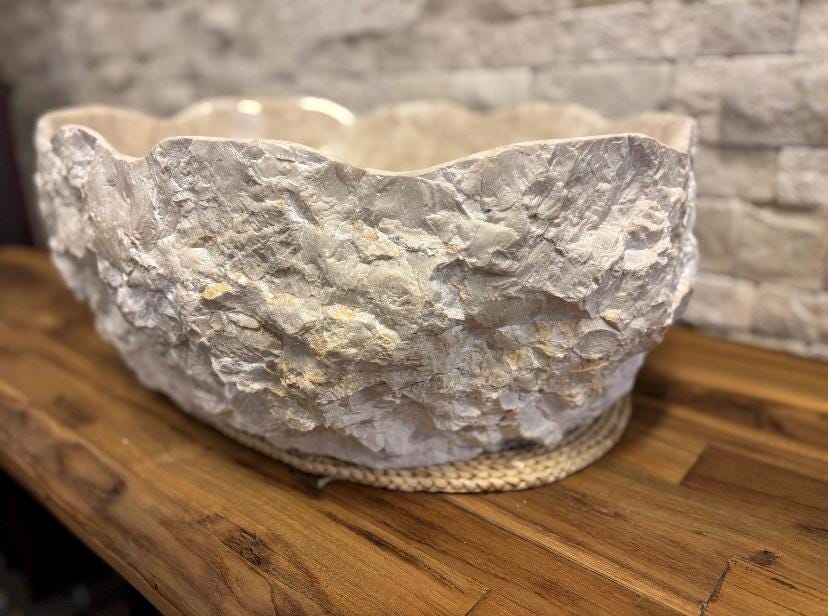 Handmade Natural Marble Sink | Raw Edge Carved Stone Basin | Unique Bathroom Art Piece 4