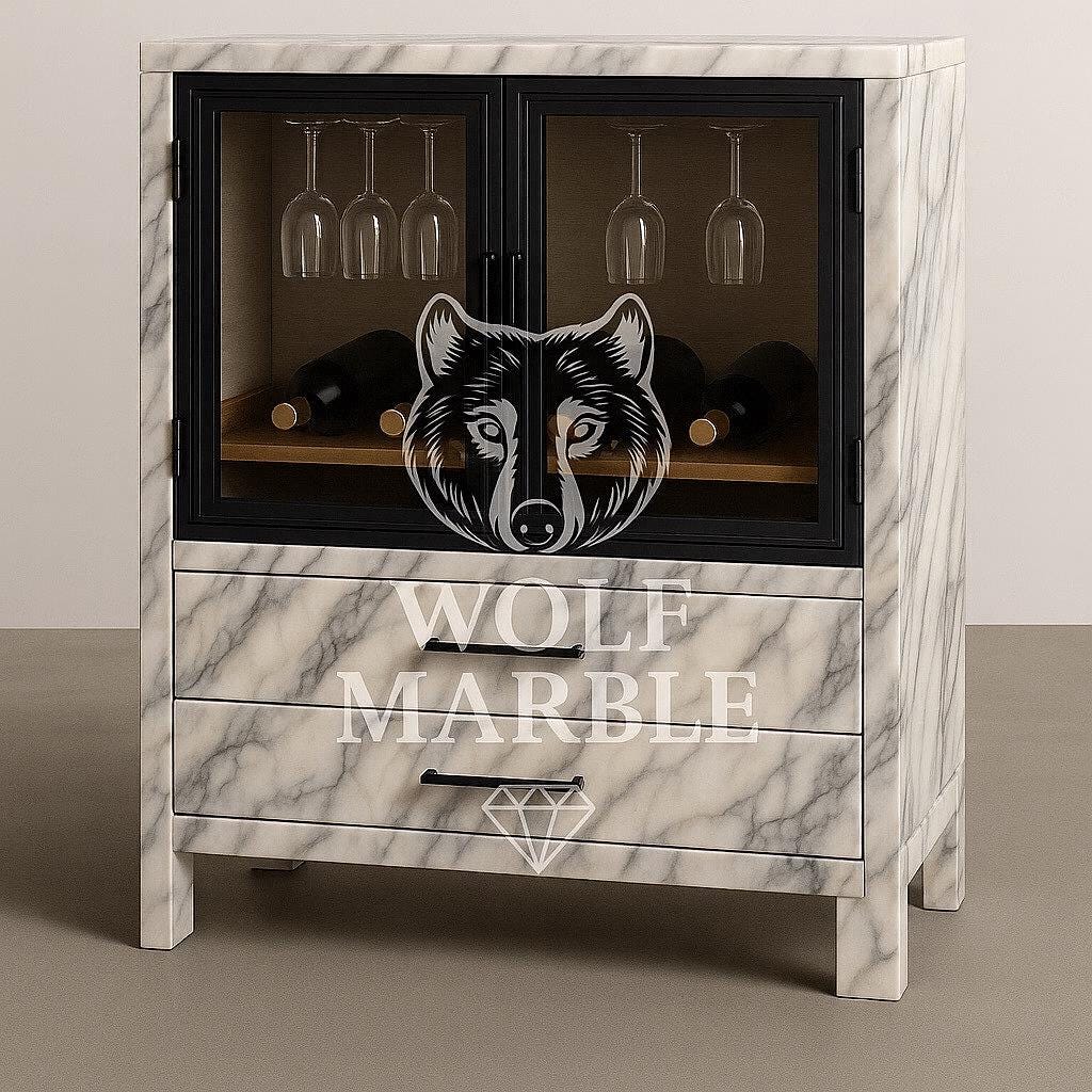 Handmade Marble Wine Cabinet: Luxury Afyon White Marble Bar 3
