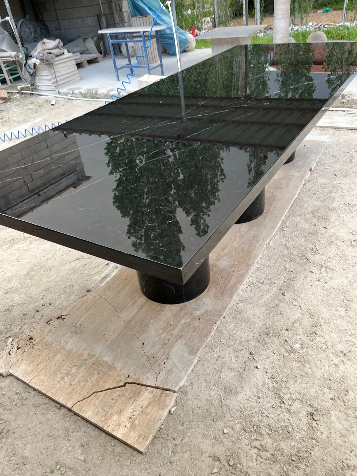 Custom Handmade Nero Marquina Marble Dining Table | Luxury Black Stone Table for Modern Interiors