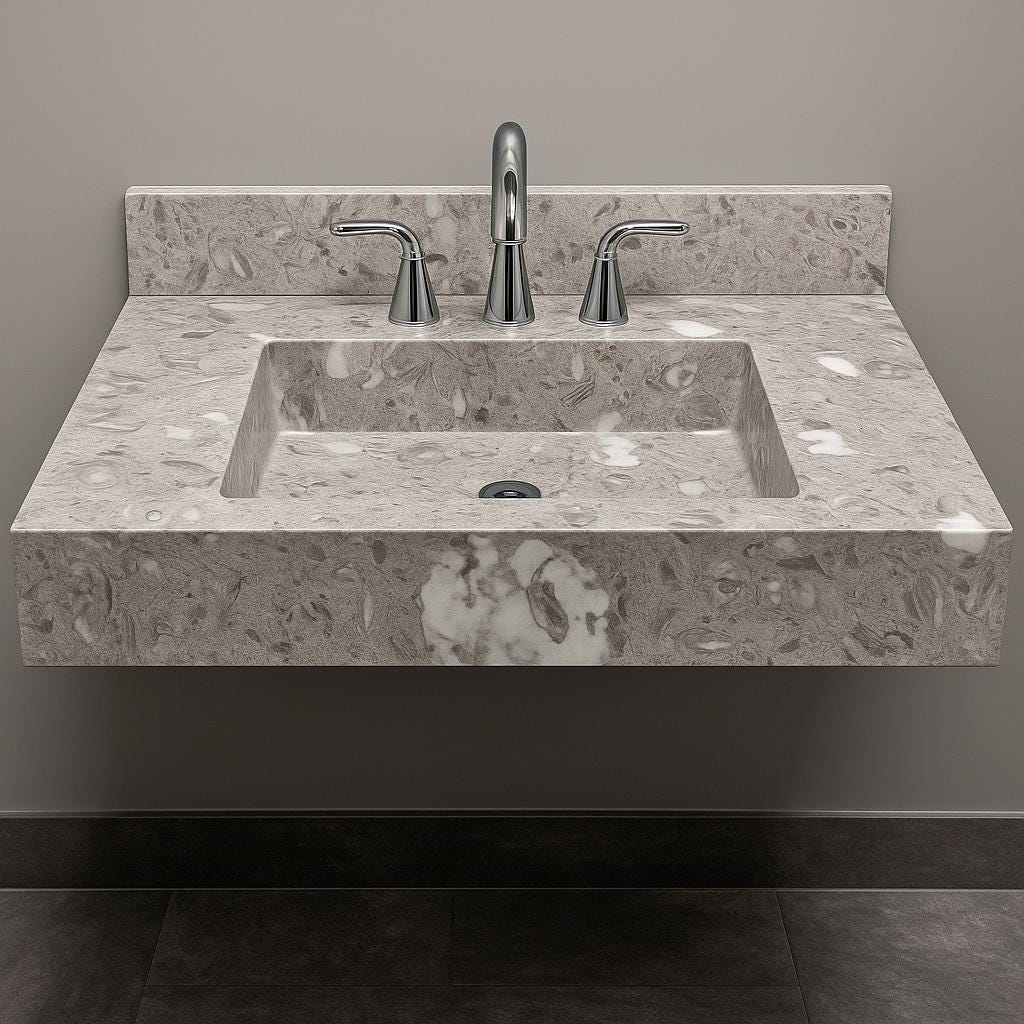 Handmade Marble Bathroom Sink: Modern Wall-Mounted Natural Stone Basin