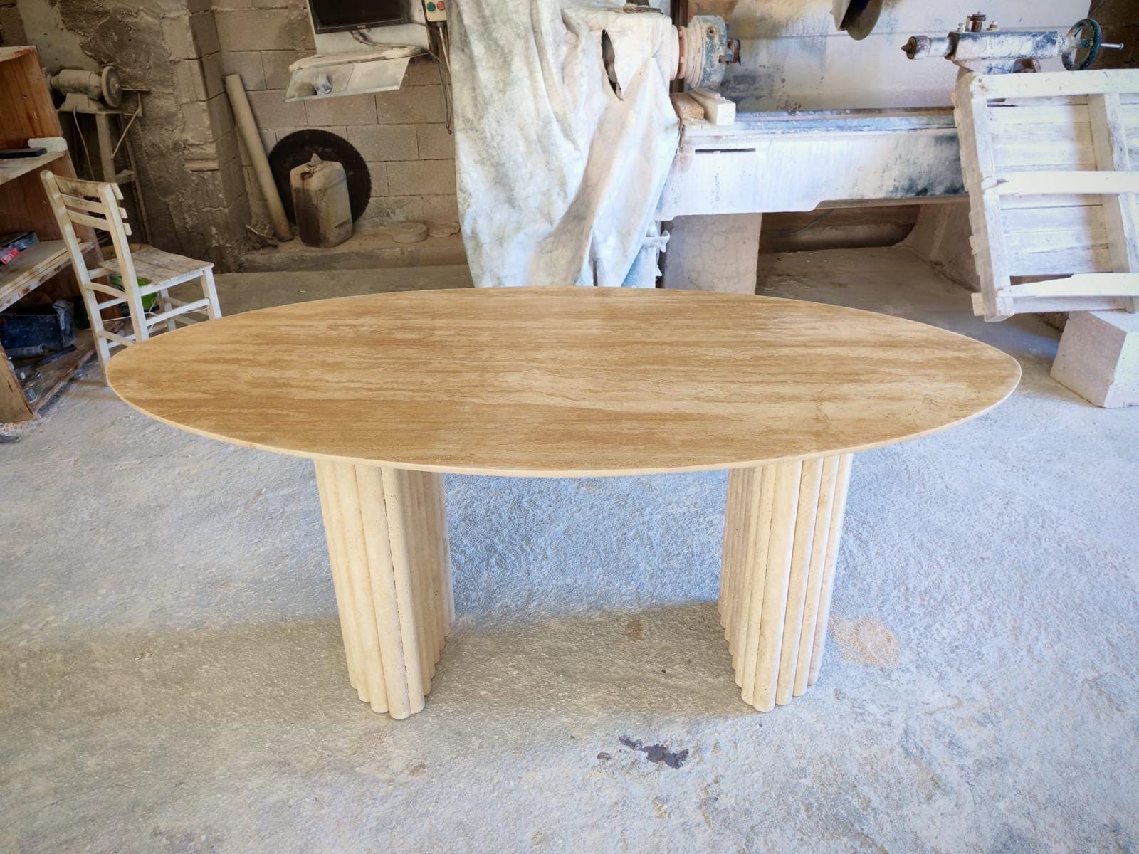 Custom Travertine Marble Dining Table – Handmade Natural Stone Centerpiece | Made in Turkey. 5