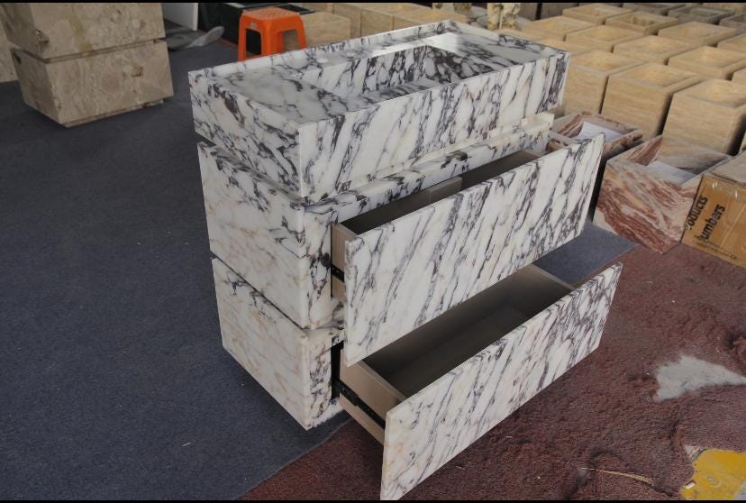 Handmade Marble Vanity Cabinet with Integrated Sink: Luxury Bathroom Furniture