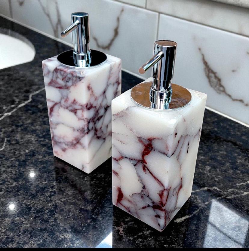 Material: Natural Marble (White base with Red-Brown veins)accessories