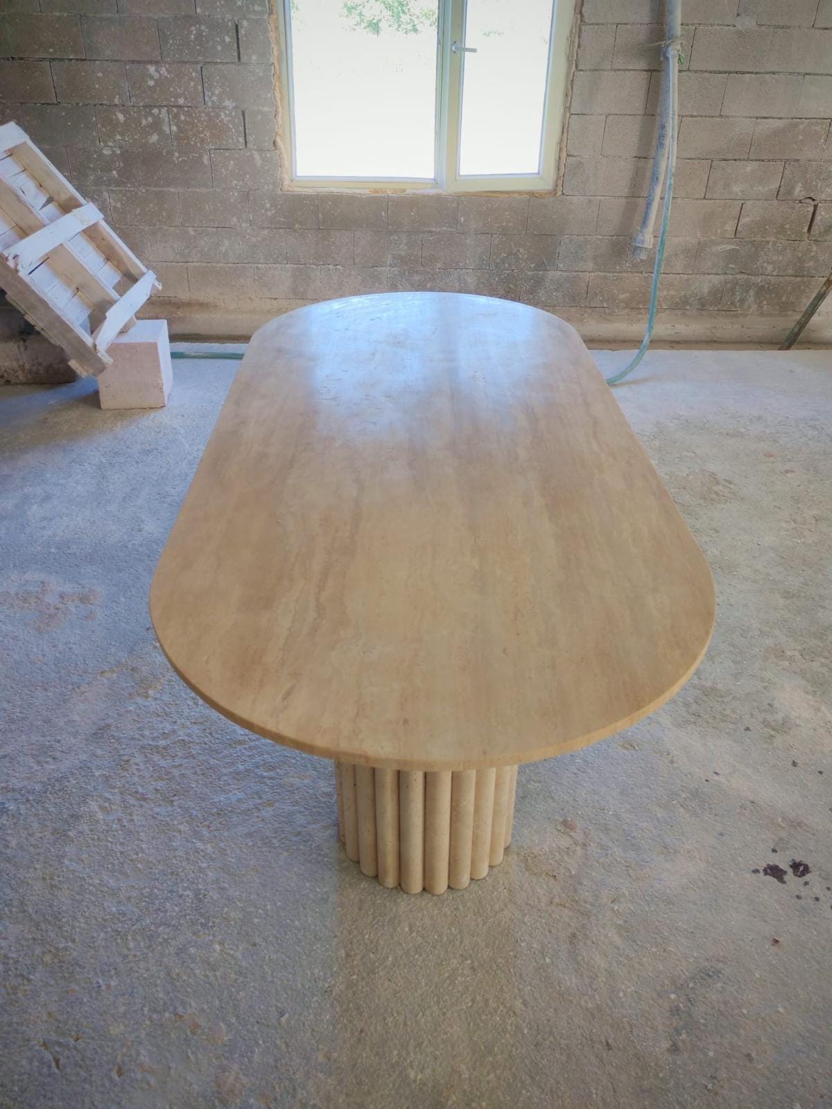 Custom Travertine Marble Dining Table – Handmade Natural Stone Centerpiece | Made in Turkey.