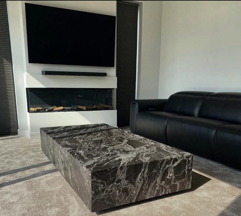 Custom Grey Marble Coffee Table – Handcrafted Modern Natural Stone Center Table | Made in Turkey