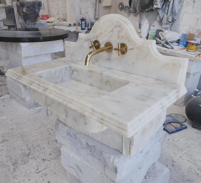 Handmade Marble Farmhouse Sink: Double Bowl Apron Front Kitchen Sink
