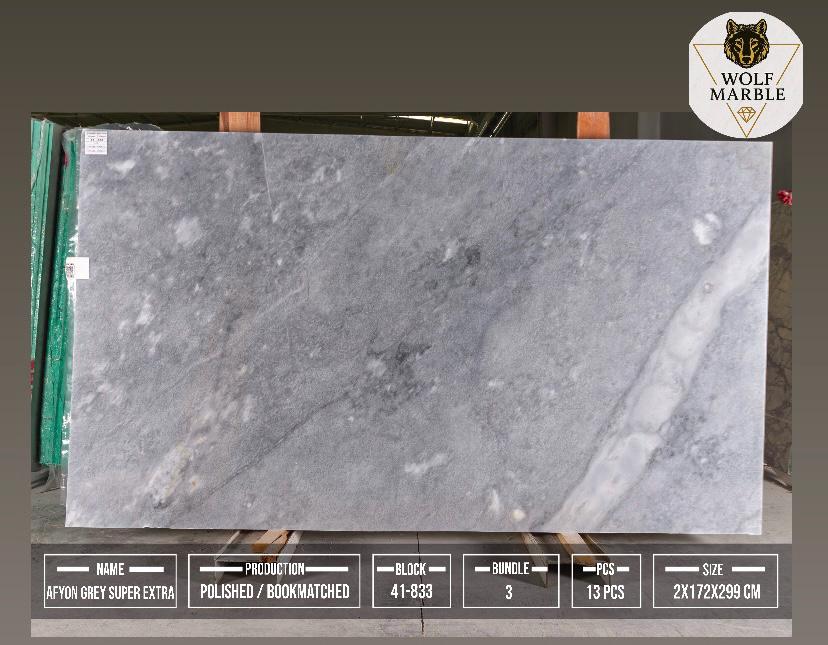 Afyon Grey Marble Slab: Polished Bookmatched Natural Stone 3