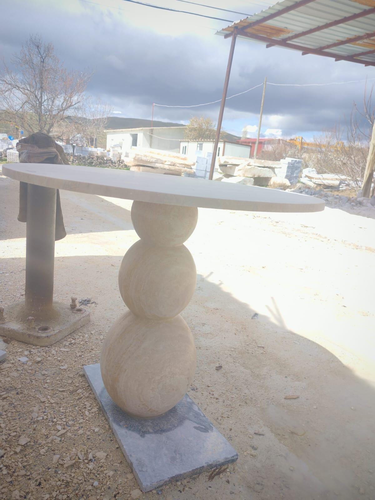 Handmade Beige Travertine Dining Table – Natural Stone Centerpiece | Custom Size | Made in Turkey. 3