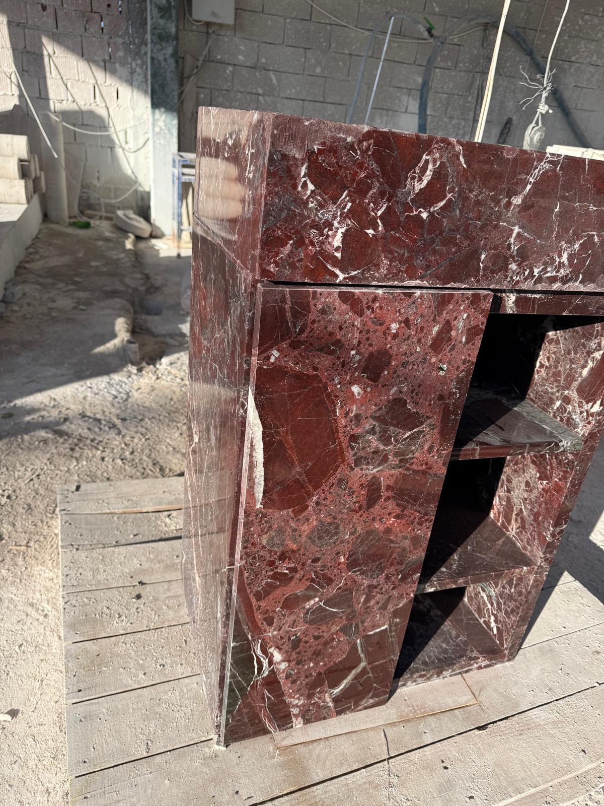 Custom Red Lepanto Marble Vanity with Left Soap Holder – 90×60×37 cm 2