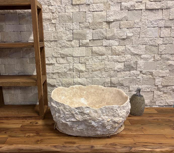 Handmade Natural Marble Sink | Raw Edge Carved Stone Basin | Unique Bathroom Art Piece 2