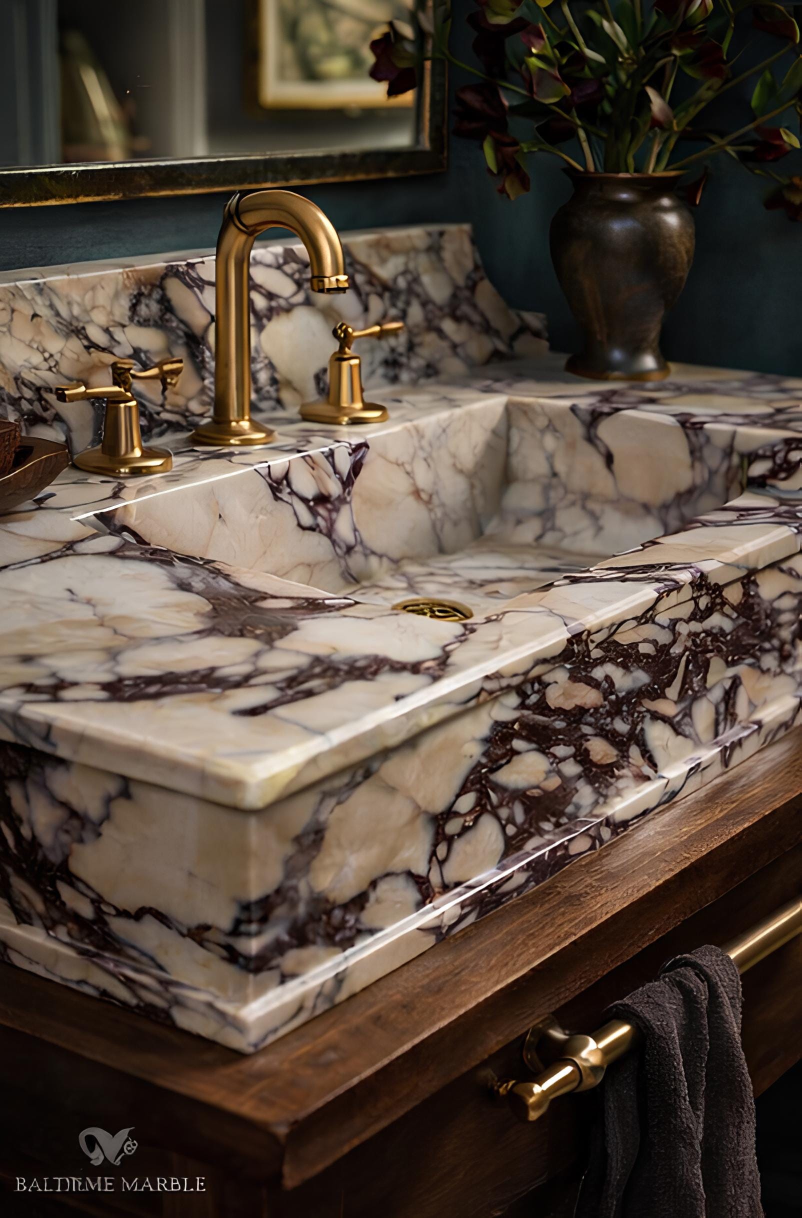 Handmade Calacatta Viola Marble Sink Timeless Luxury Design 2