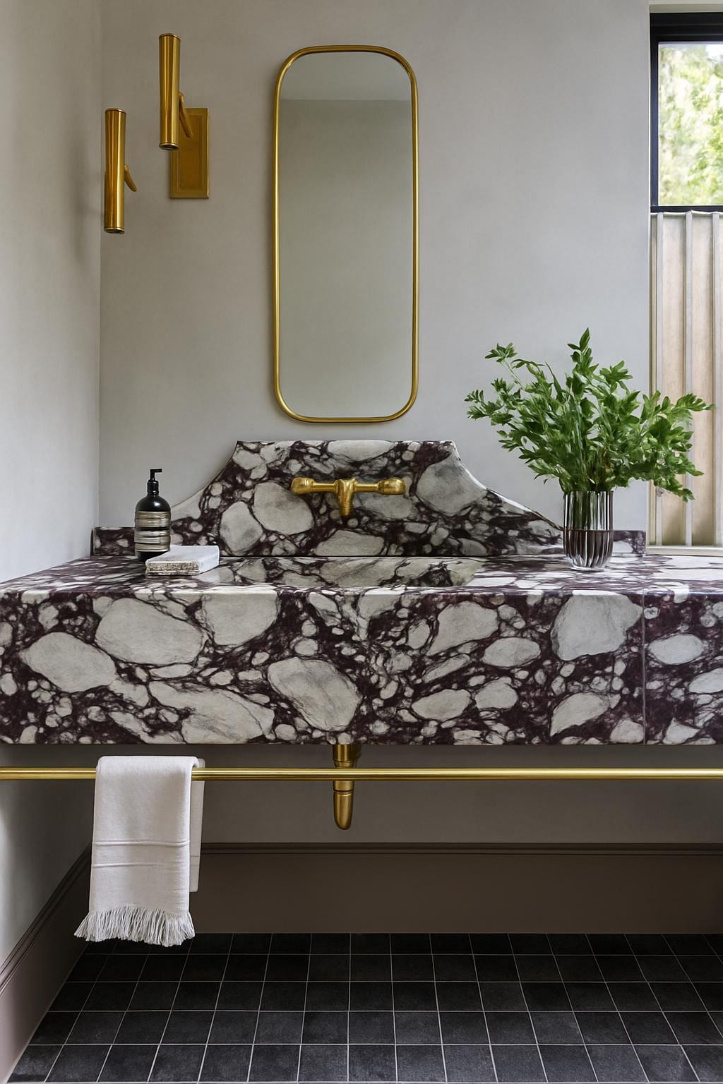 Handmade Marble Wall-Mounted Vanity Sink: Custom Finish & Color Options