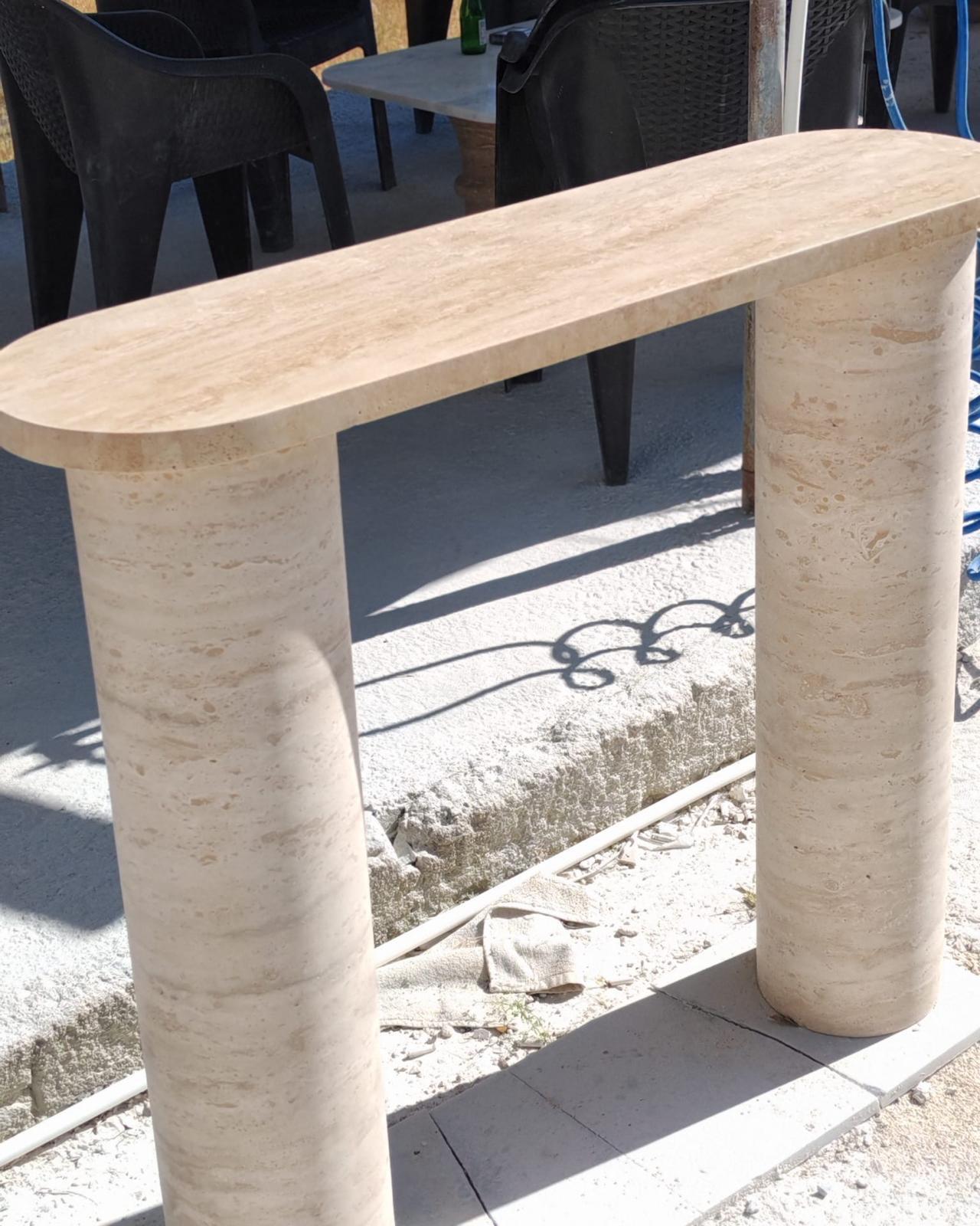 Custom Travertine Marble Dining Table – Handmade Natural Stone Centerpiece | Made in Turkey. 2