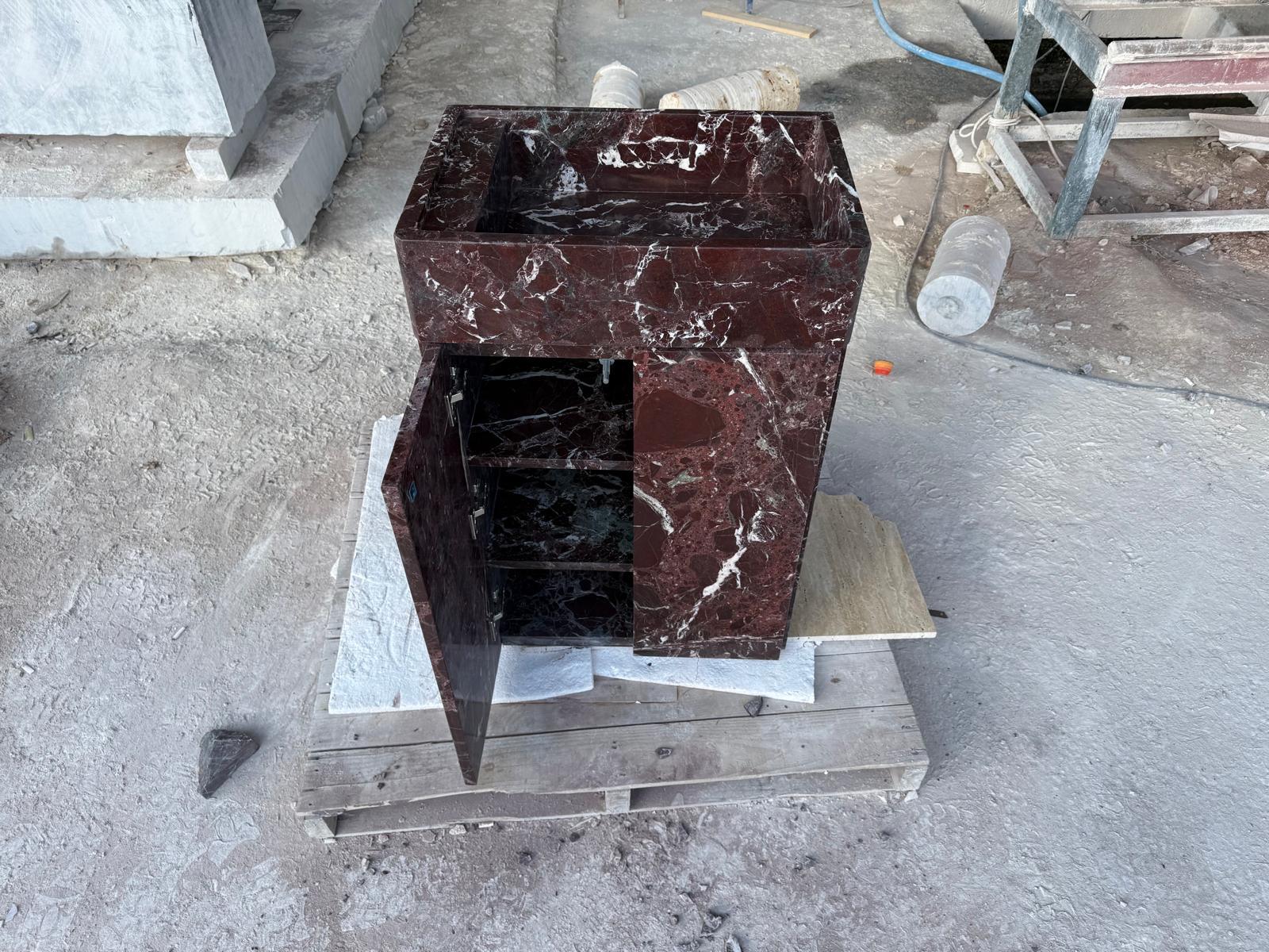 Custom Red Lepanto Marble Vanity with Left Soap Holder – 90×60×37 cm 5