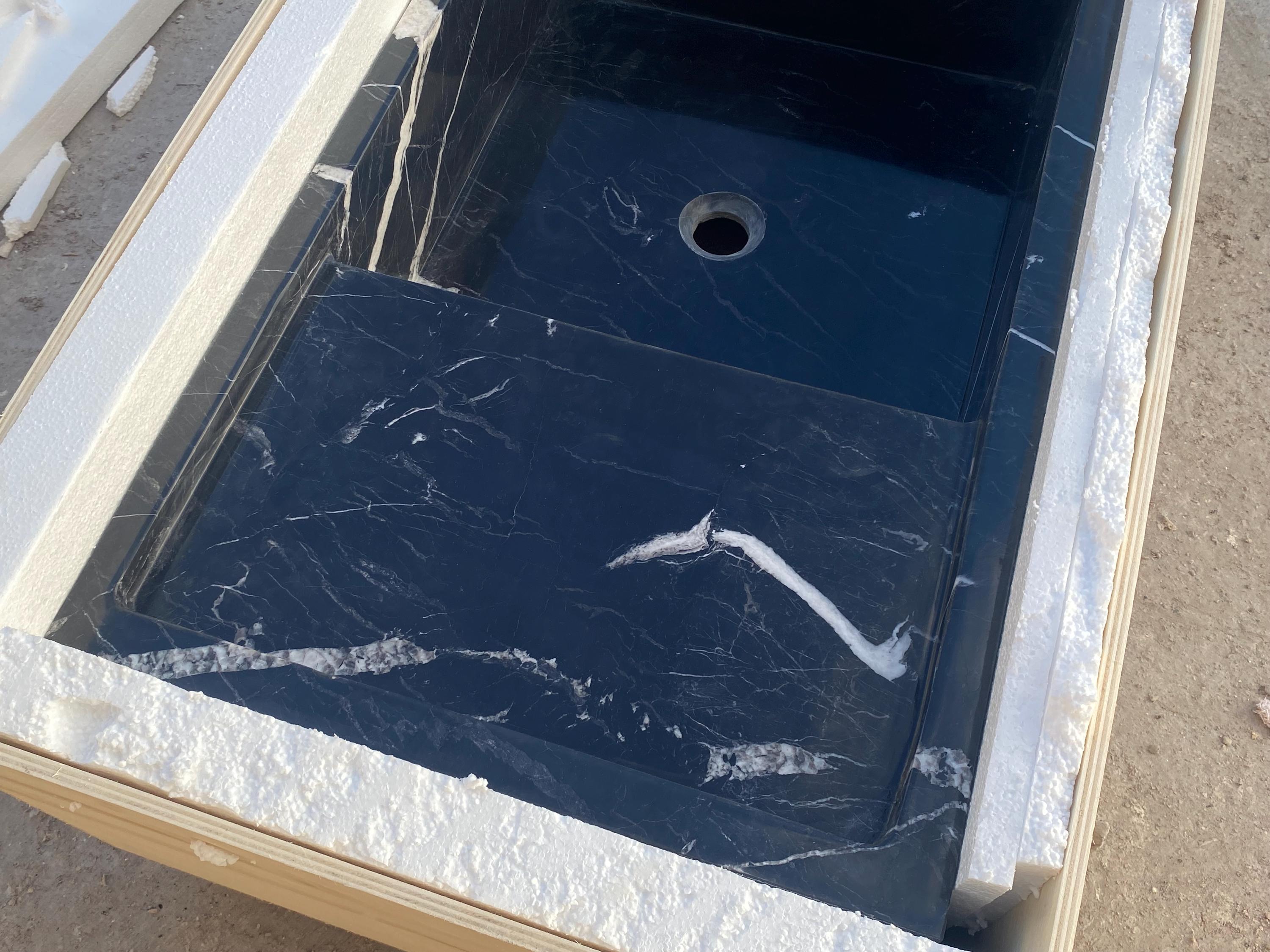 Handmade Nero Marquina Black Marble Sink | Custom Bathroom Vanity 5