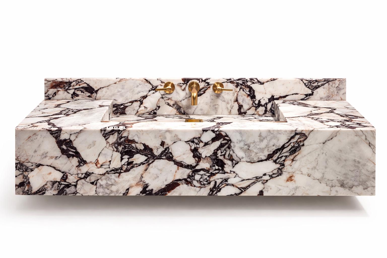 Custom Calacatta Viola Marble Sink 1400mm – Handmade Luxury Bathroom Vanity