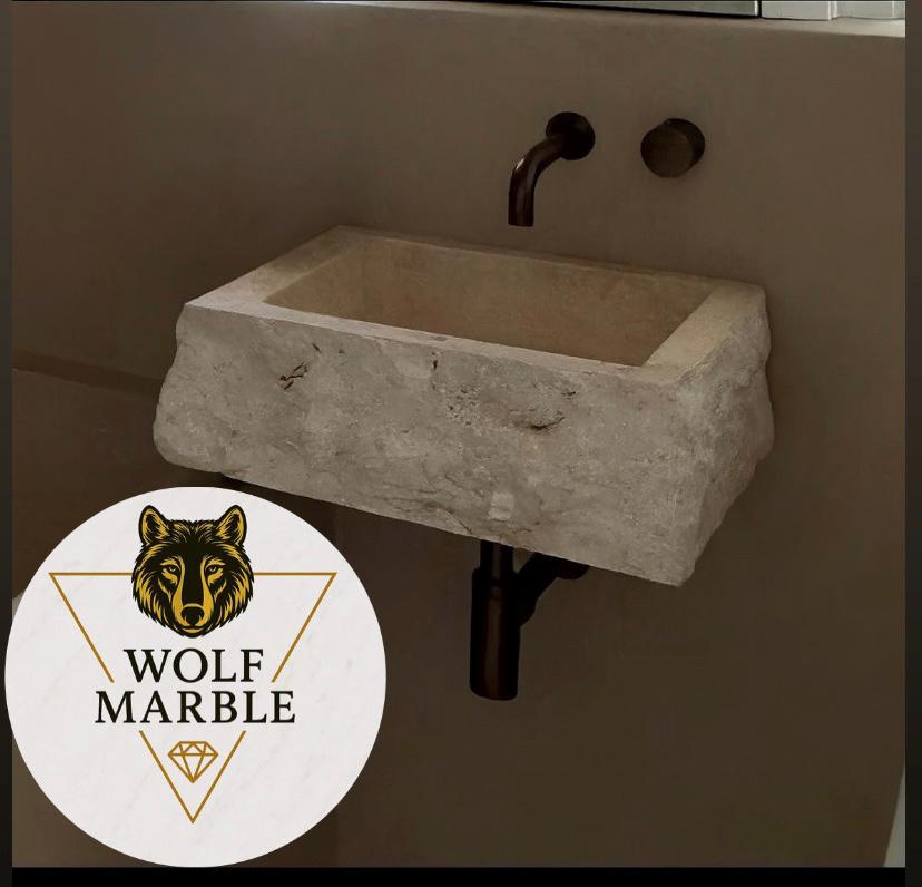 Handcrafted Natural Stone Sink | Rough Edge Rectangular Basin | Rustic Bathroom Vanity | WT Marble Design