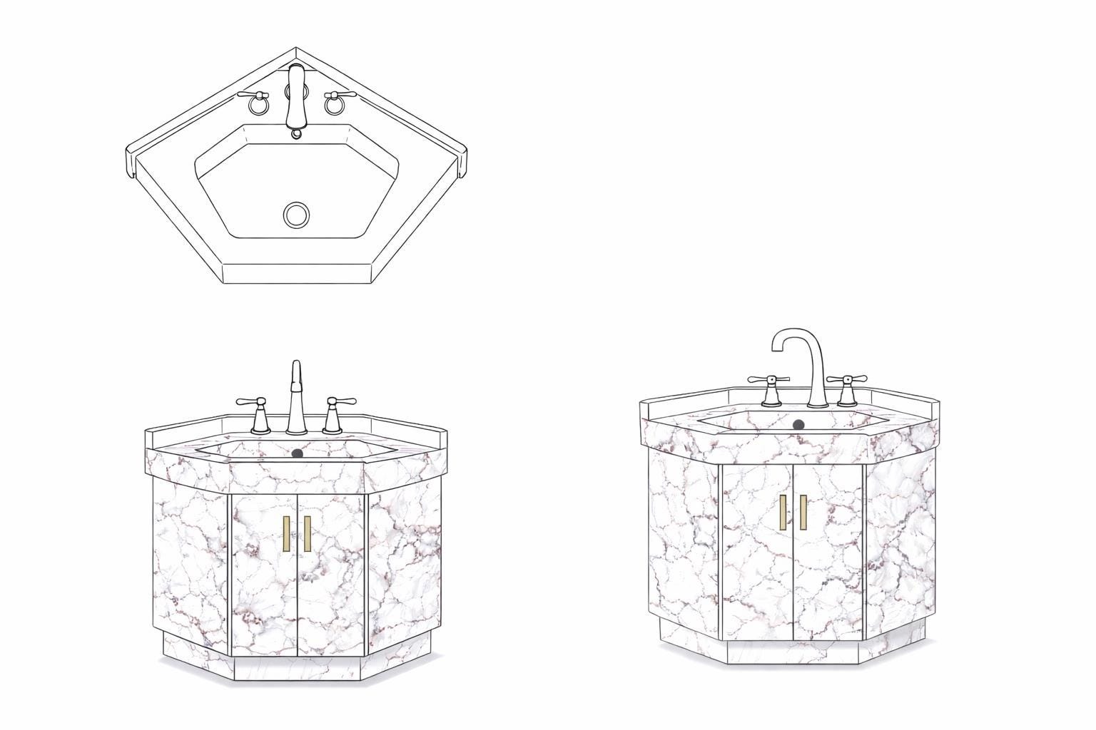Handmade Corner Marble Sink Vanity | Space Saving Bathroom Design 3