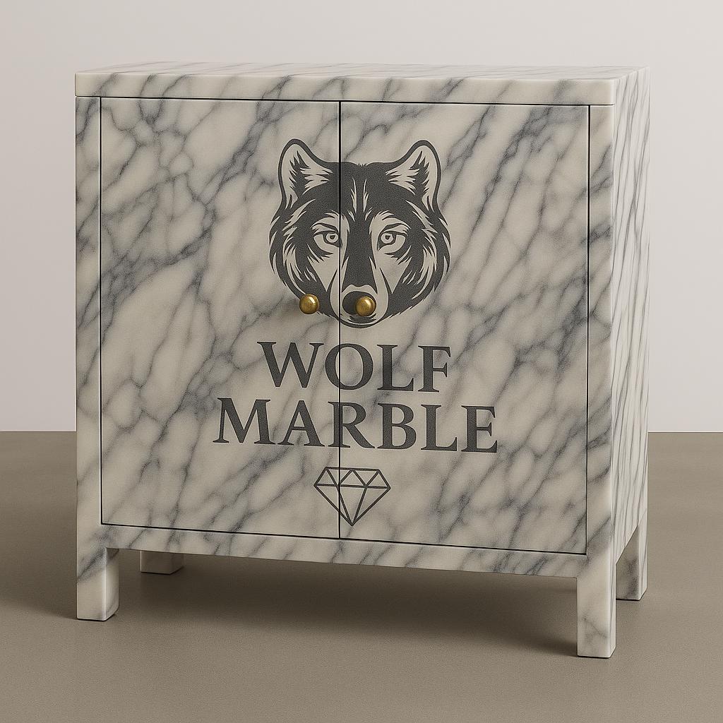 Handmade Afyon Marble Bar Cabinet with Wine Rack 2