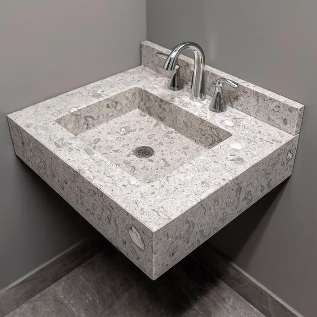 Handmade Marble Bathroom Sink: Modern Wall-Mounted Natural Stone Basin 3