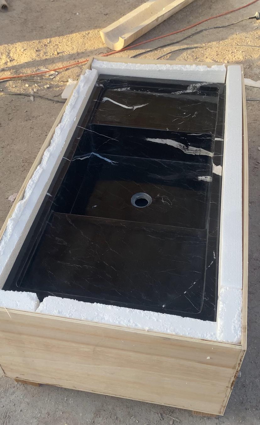 Handmade Nero Marquina Black Marble Sink | Custom Bathroom Vanity 2