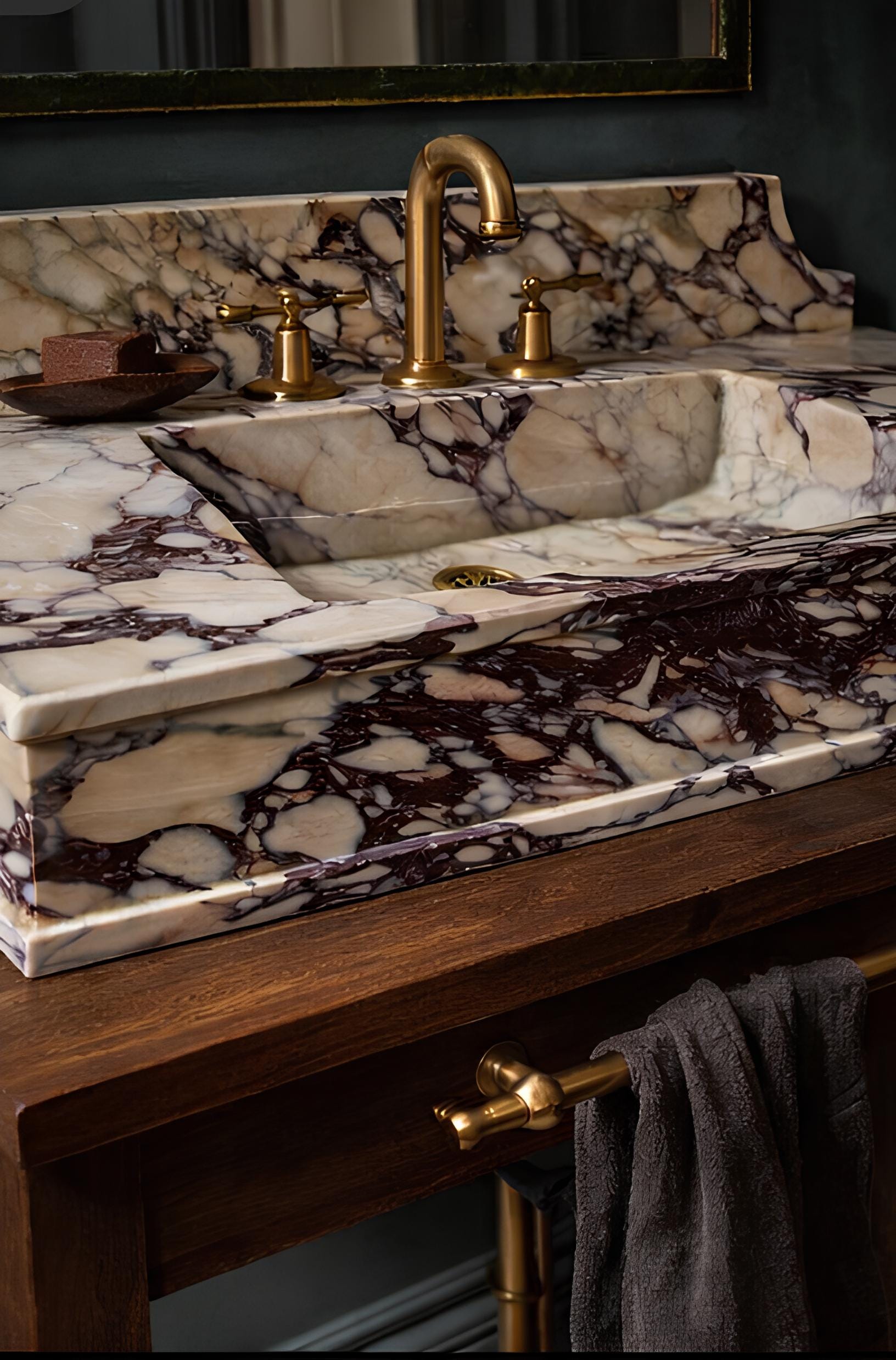 Handmade Calacatta Viola Marble Sink Timeless Luxury Design 3