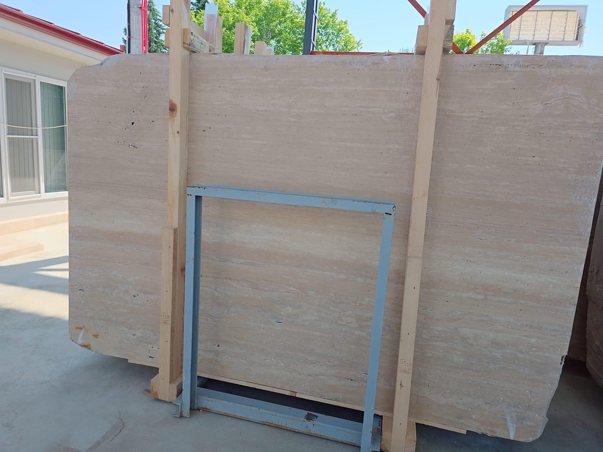 Custom Light Beige Travertine Slab | Natural Beige Marble for Table, Countertop, or Wall 5