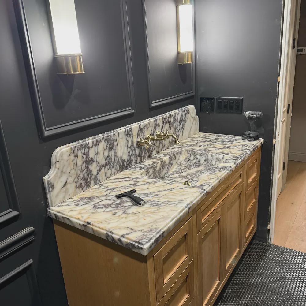 Handmade Marble Bathroom Sink: Custom Natural Stone - Color & Size Options