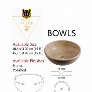 Handcrafted Beige Marble Bowl Sink | 40x20 cm Round Stone Basin | Bathroom Vessel Vanity | WT Marble Design