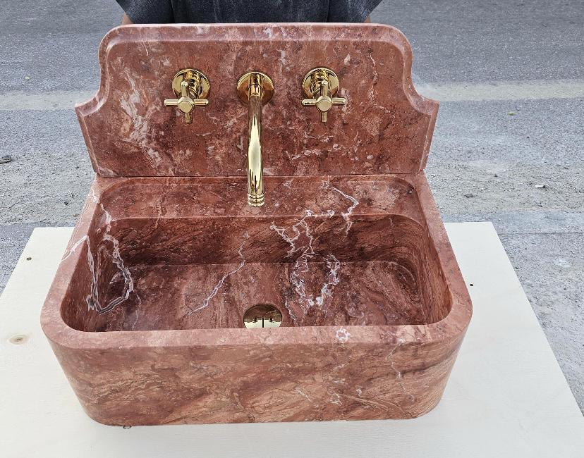 Handcrafted Pink Onyx Fluted Sink: Custom Stone Bathroom Basin 3