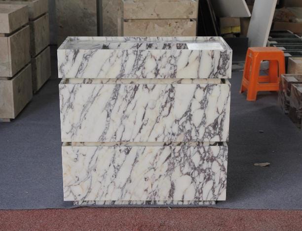 Handmade Marble Vanity Cabinet with Integrated Sink: Luxury Bathroom Furniture 3