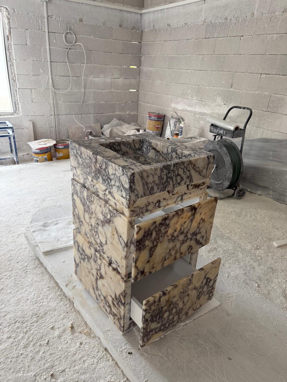 Handmade Marble Vanity with Integrated Sink – Custom Bathroom Cabinet 5